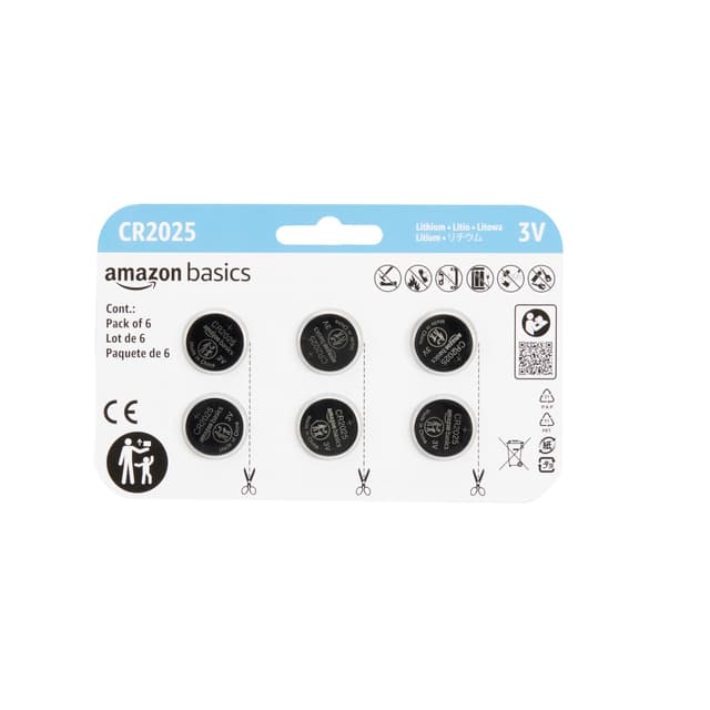 🔋 Amazon Basics CR2025 Lithium-Knopfzellenbatterie 6er-Pack