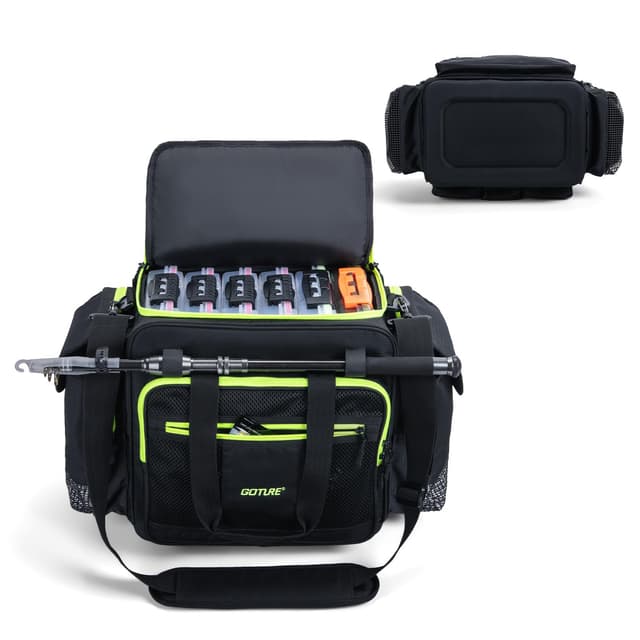 🎣🎒 Goture Wasserfeste Angeltasche mit IPX5 Eva-Boden und SBS-Reißverschlüssen