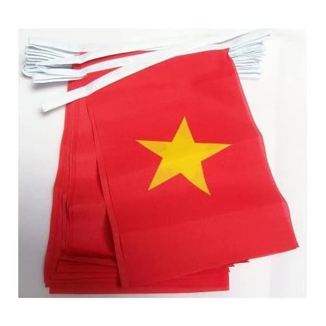 🇻🇳 Fahnenkette Vietnam 4 Meter - 20 Flaggen - Vietnamesische Girlande Flaggenkette 🎉