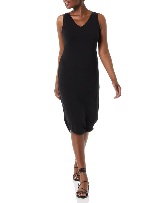 Amazon Essentials Damen Ärmelloses Midikleid 🌟 Nachhaltig Schwarz M