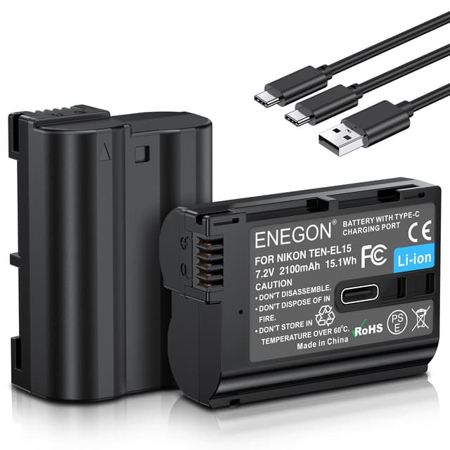 ENEGON EN-EL15/EL15C USB-C Direktladung Ersatzakkus 2100mAh (2er-Pack)