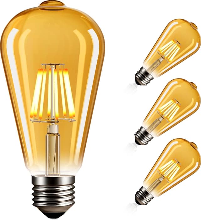 NUODIFAN Edison Vintage Dimmbar Glühbirne, 3Stück 8w Edison LED Lampe 800LM Warmweiß E27 Retro Glühbirne 🌟🏠