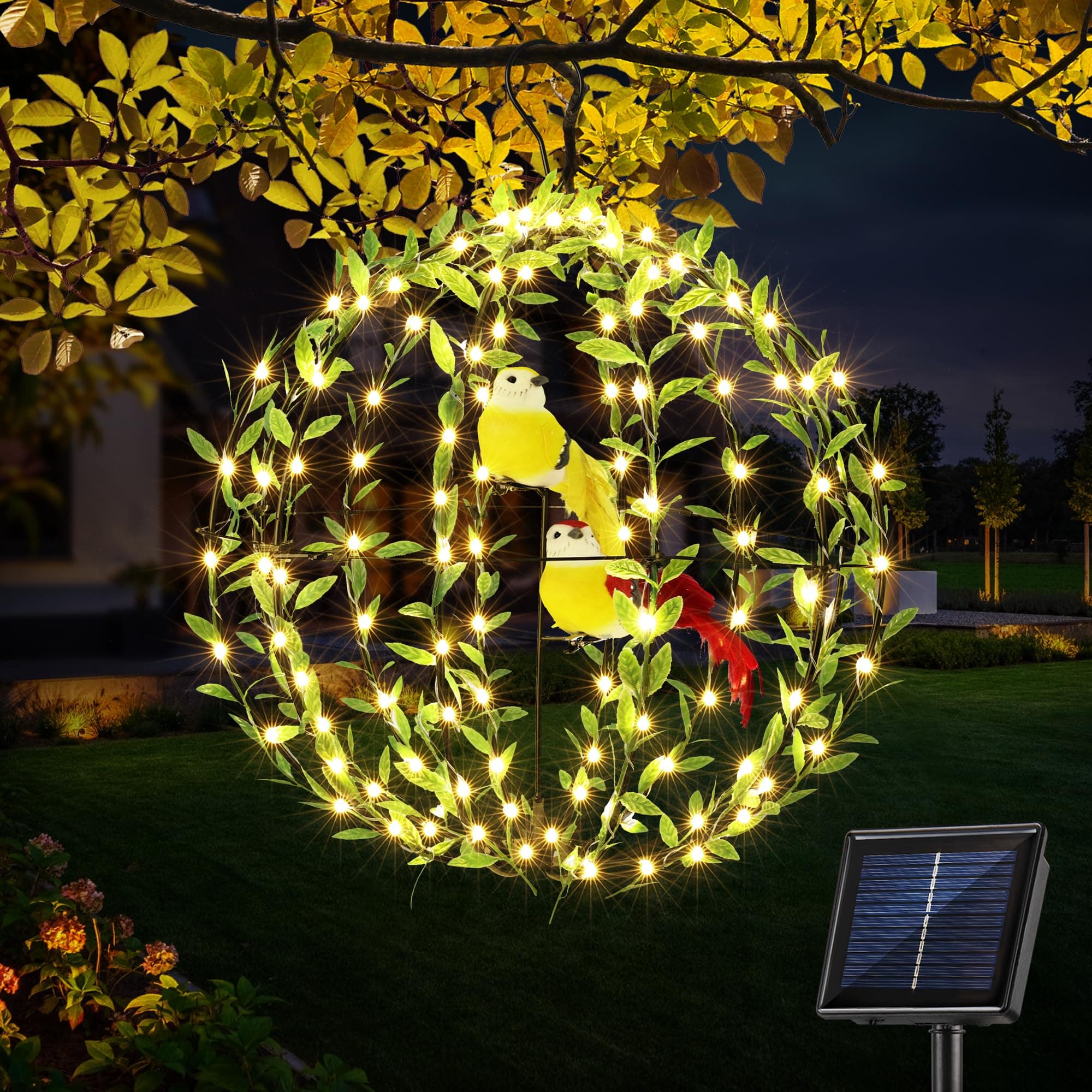 Joomer 120 LED Solar Kugel Außen 30cm 🌿 Hängende Leuchtkugel mit Vogel Solarbetrieben