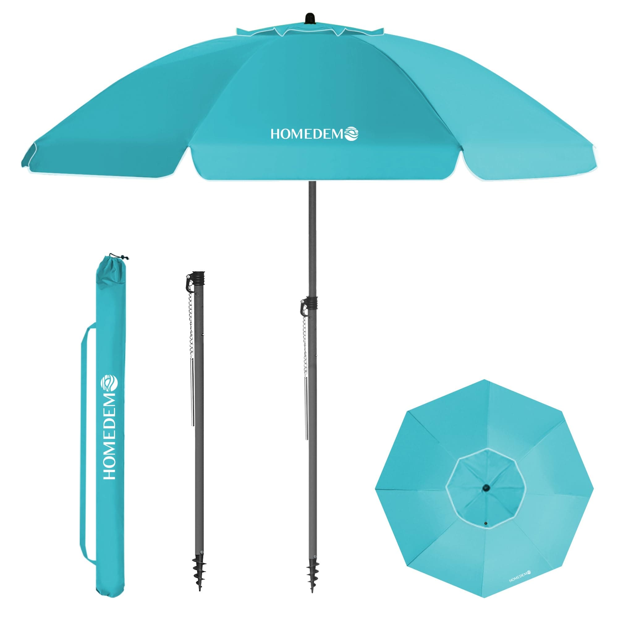 🌞🏖️ HOMEDMO Sonnenschirm Strandschirm Ø 180 cm Türkis rund Gartenschirm