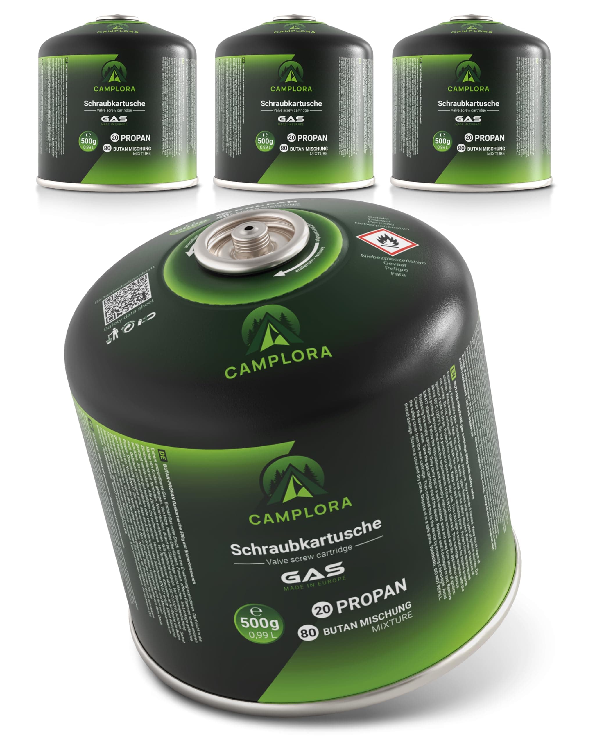 🔥 Angebot: CAMPLORA 4x 500g Gaskartuschen mit Schraubventil für Campingkocher und Grill