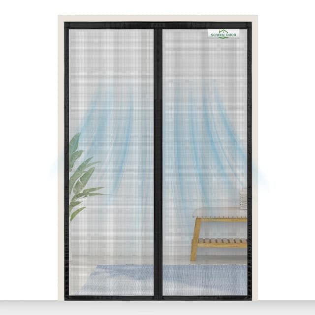 🌟 SCREEN DOOR Fliegengitter Balkontür 135x210cm | Hochwertiges Magnetisches Fliegengitter Tür, Insektenschutz, Einfache Montage – Schwarz