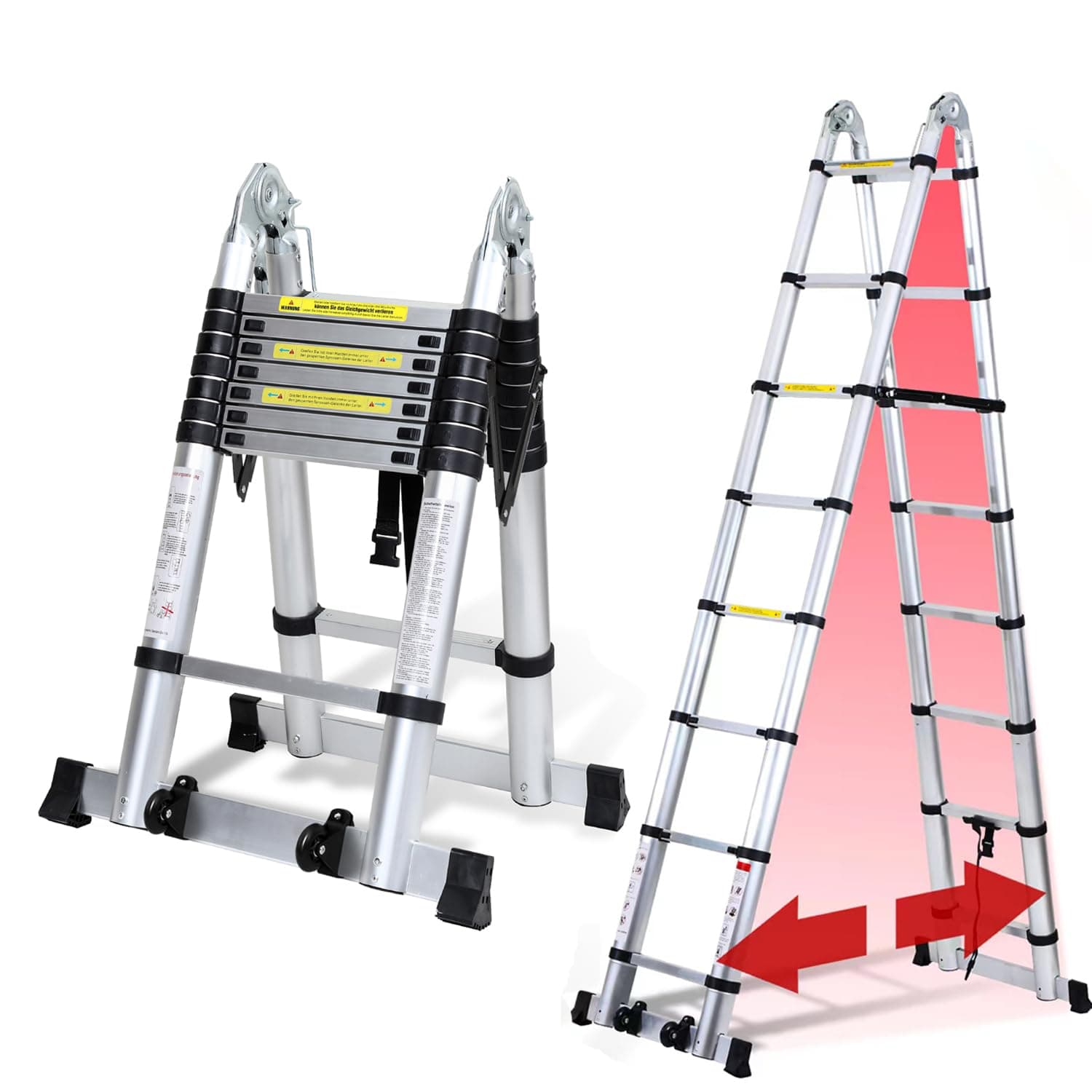 Joparri Teleskopleiter Klappleiter Aluminium, 5M Ausziehbare Leiter 🧗‍♂️