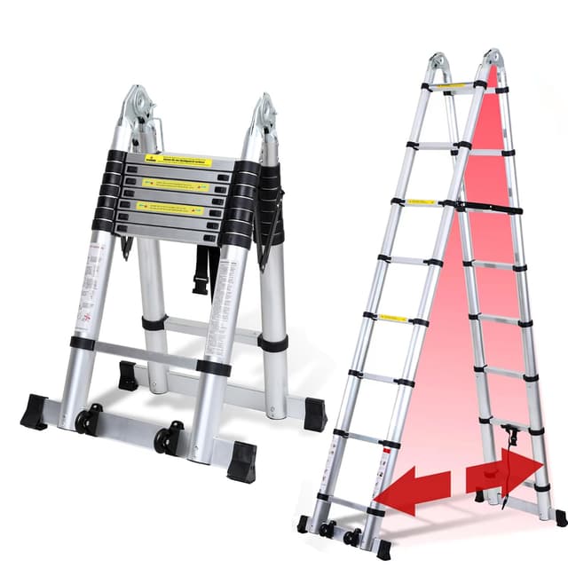 Joparri Teleskopleiter Klappleiter Aluminium, 5M Ausziehbare Leiter 🧗‍♂️