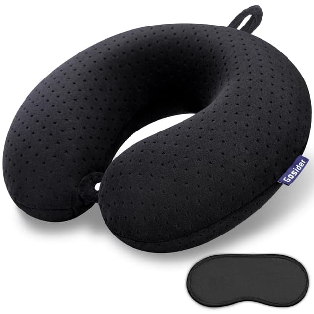 🌟 Gosider Schwarzes Reise-Nackenkissen aus Memory Foam ✈