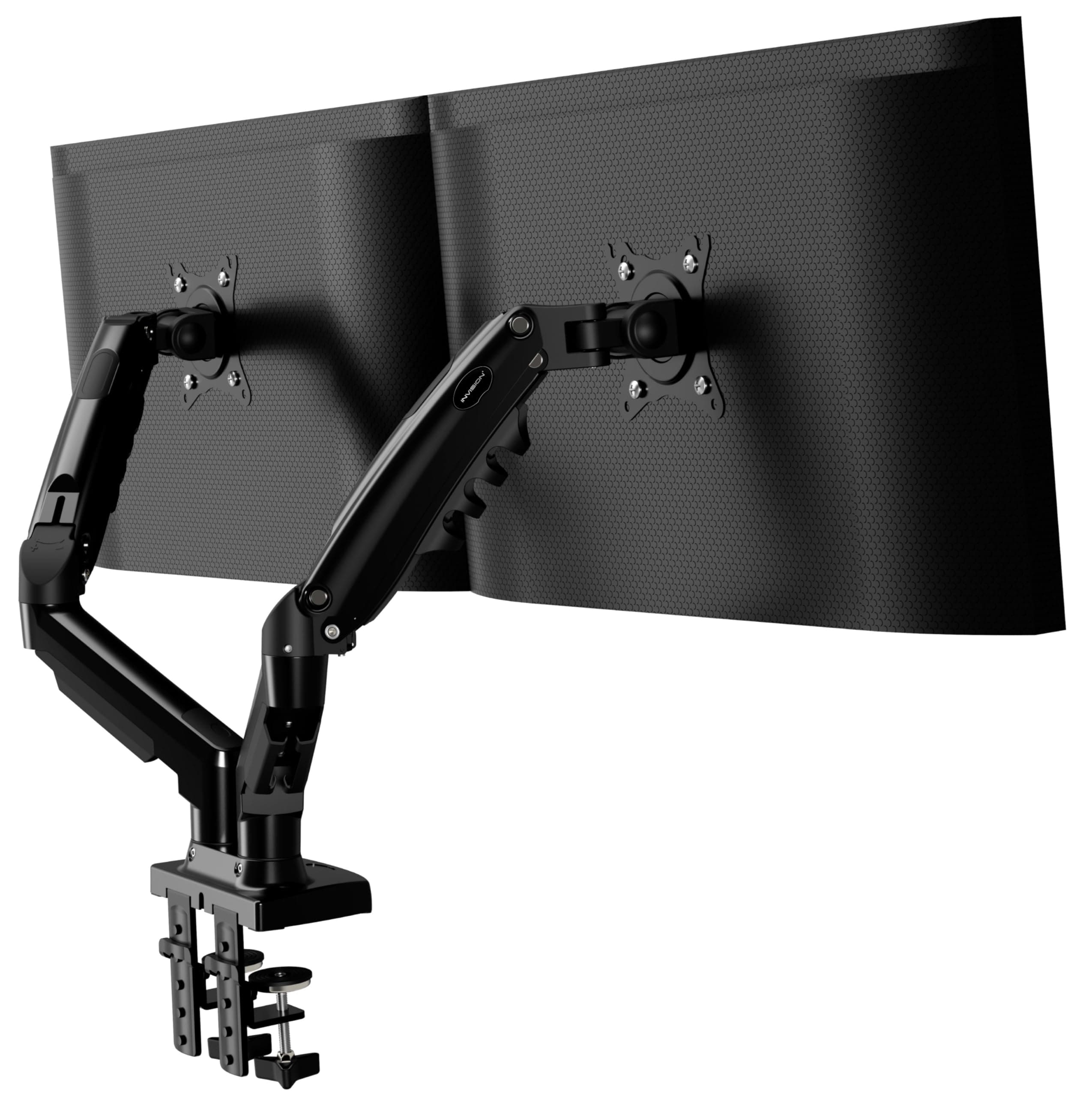 🌟 Invision Monitor Halterung 2 Monitore für 19 bis 32-Zoll-Bildschirme – VESA 75 & 100 mm Schreibtischklemme