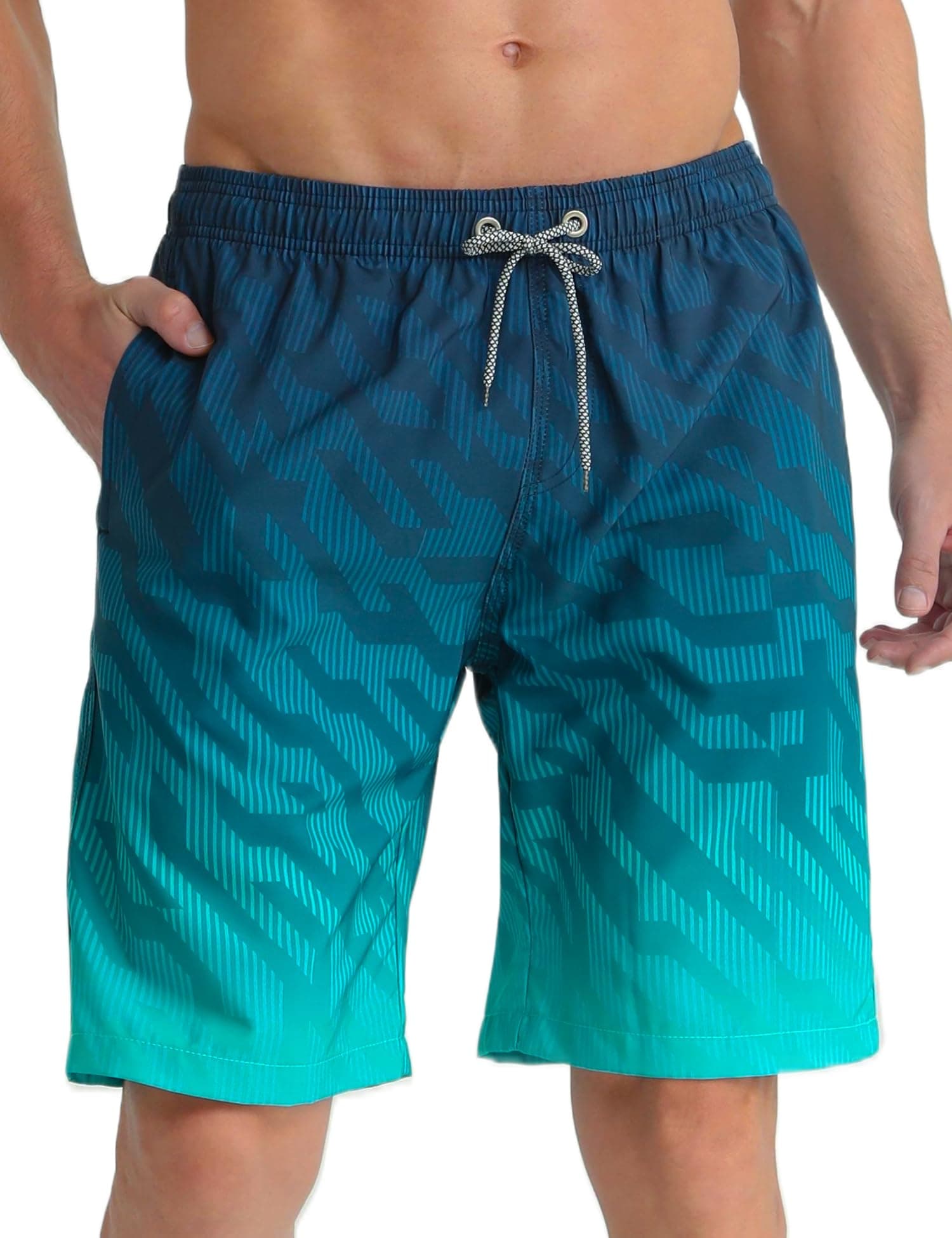 🩳 APTRO Herren Badehose Lang Badeshorts Schnelltrocknend Boardshorts Freizeit Short L Geometrische Grün Mk3309