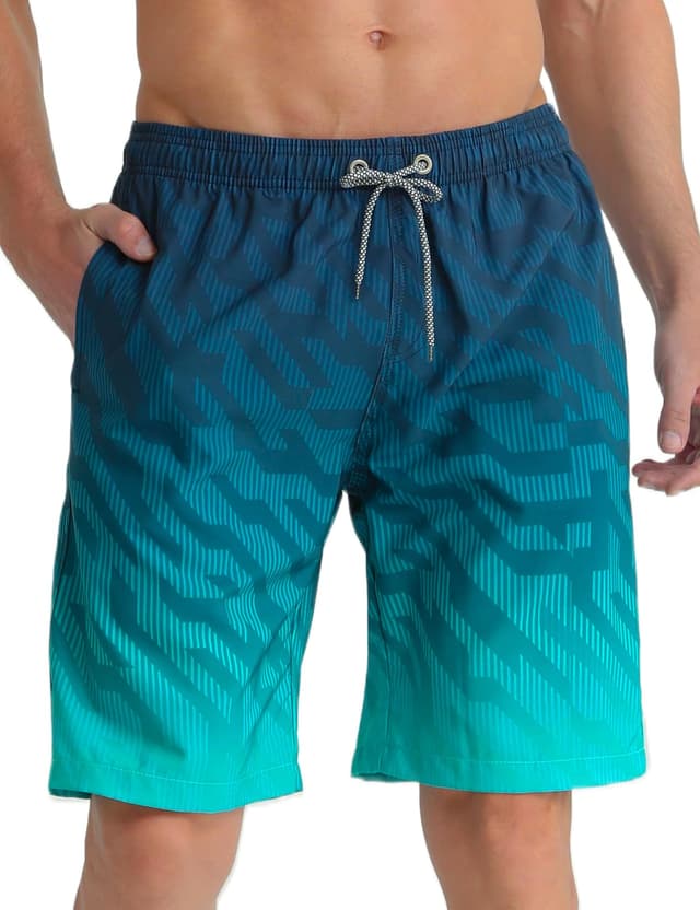 🩳 APTRO Herren Badehose Lang Badeshorts Schnelltrocknend Boardshorts Freizeit Short L Geometrische Grün Mk3309