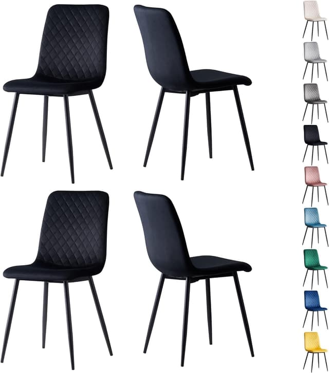 🌟 Angebot: Set mit 4 Designer Esszimmerstühlen aus Samtstoff 🪑