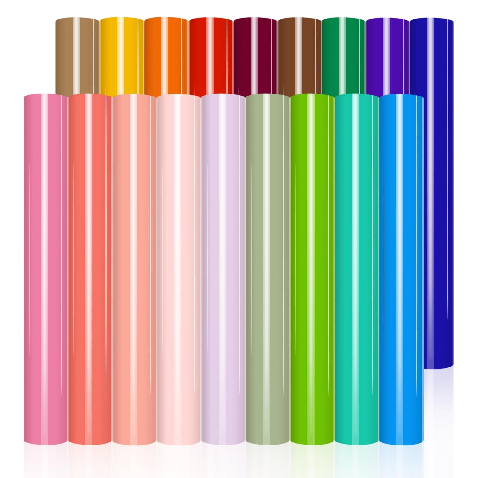 VINYL FROG Plotterfolie Textil 18 Stück Heat Transfer Vinyl Regenbogen Flexfolie Plotter Textil