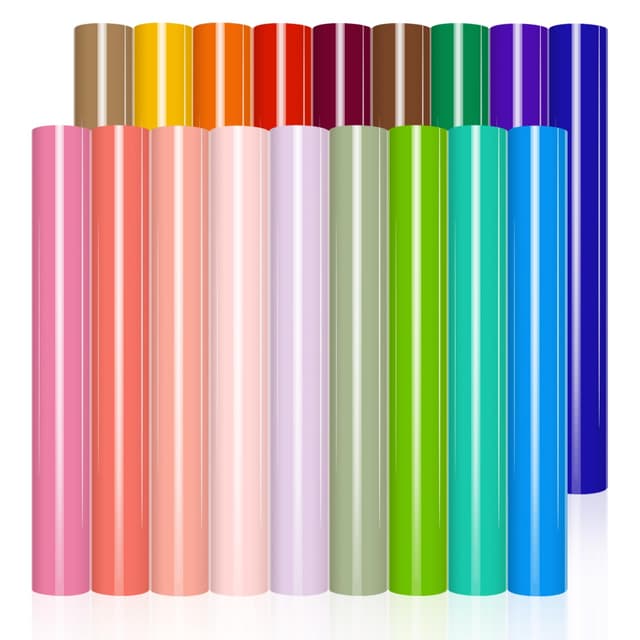 VINYL FROG Plotterfolie Textil 18 Stück Heat Transfer Vinyl Regenbogen Flexfolie Plotter Textil