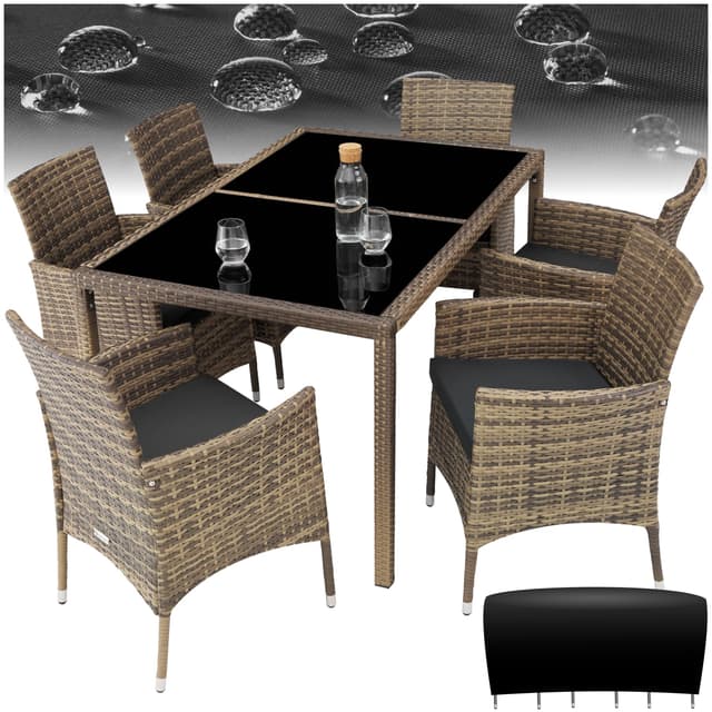 🌿🪑 Tectake Polyrattan Sitzgruppe für 6 Personen - Gartenmöbel Set 🪑🌿