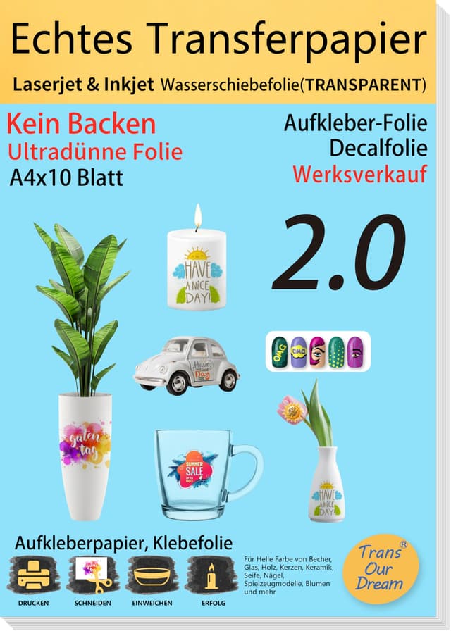TransOurDream A4X10 Wasserschiebefolie 10 Blatt