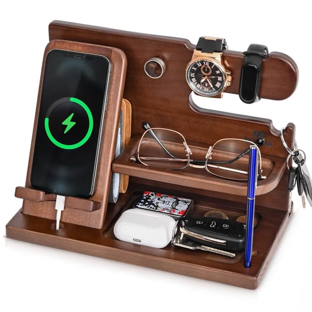 TESLYAR Handy-Dockingstation aus Holz für Männer 🎁