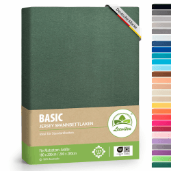 leevitex® Spannbettlaken 180x200cm - 200x200cm | Spannbetttuch Bettlaken | 100% Jersey Baumwolle | Matratzenhöhe bis 25 cm | Ökotex | Dunkelgrün 180x200 - 200x200 cm Dunkel Grün ⭐️ Angebot bei HelloDeals