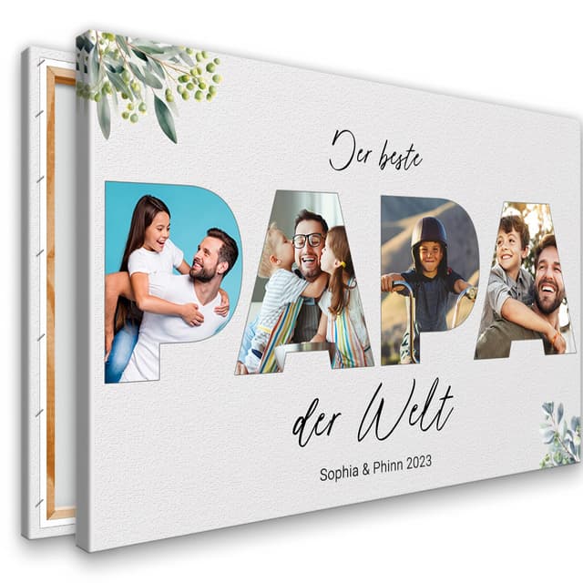 🎨🖼️ KL KUNSTLAB Vatertagsgeschenk: Selbst gestaltete Foto Collage auf Leinwand 🎁