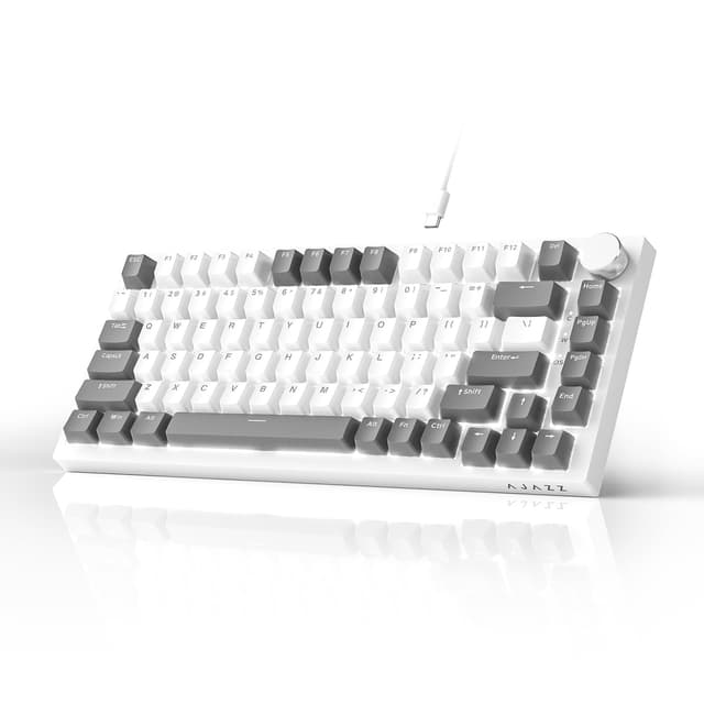 AJAZZ AK820 Gaming Tastatur | Mechanisch | 75% Layout | PBT Keycaps | Hot-Swap | Grau Weiß