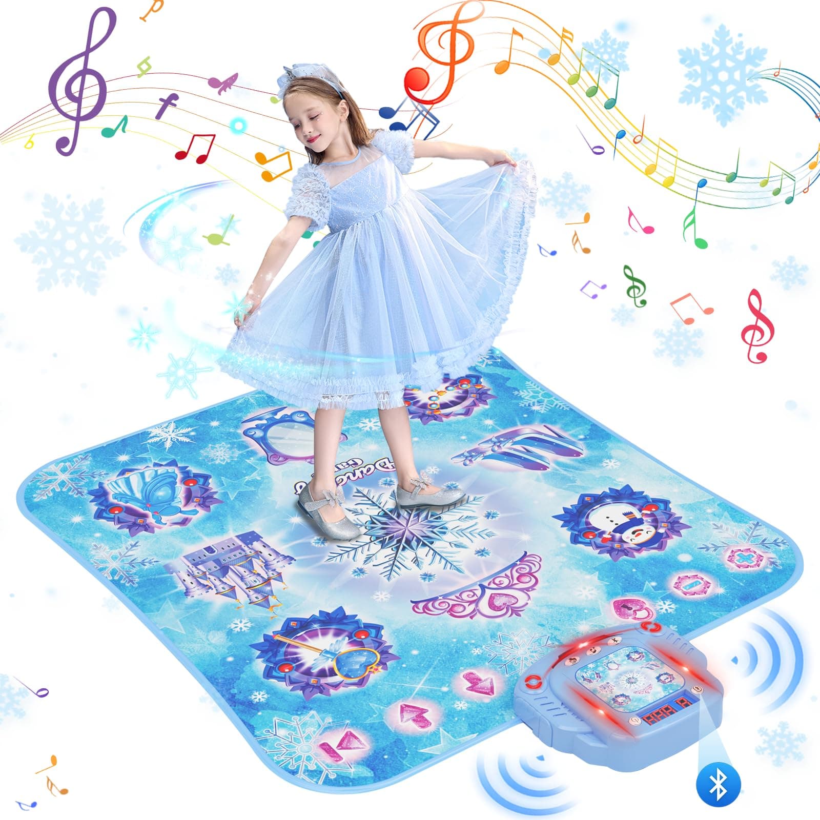 Surelect Prinzessinnen-Tanzmatte für Mädchen 3-12 Jahre - Blau 💃✨👑