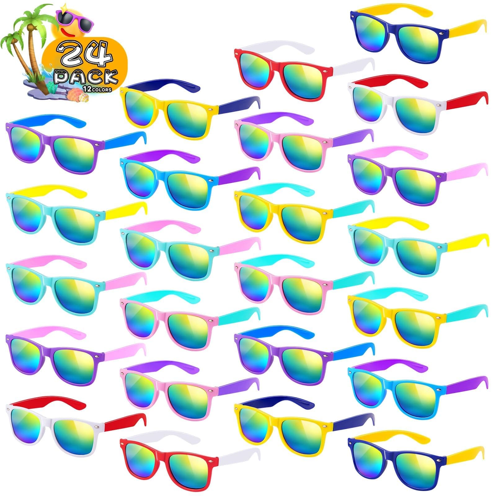 SCIONE 24er Pack Kinder Sonnenbrille Bulk Neonfarben Sonnenbrillen Party 🕶️🌈