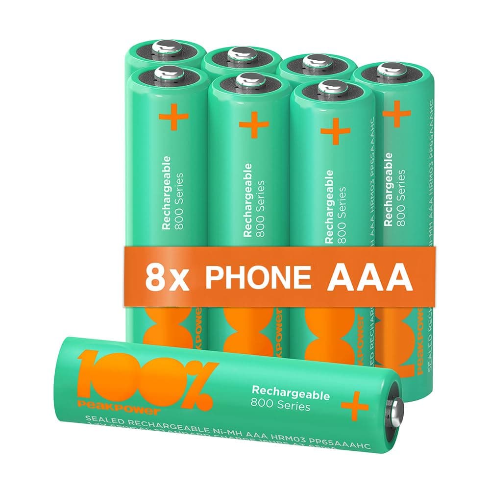 🔋📞 PeakPower Akku AAA für Telefon, 8 Stück wiederaufladbar