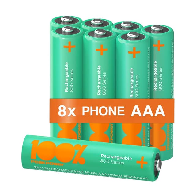 🔋📞 PeakPower Akku AAA für Telefon, 8 Stück wiederaufladbar