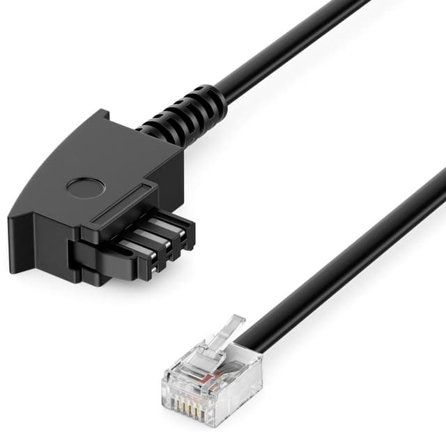 deleyCON 6m Telefonkabel TAE-F auf RJ11 Stecker 📞🔌 Int. Norm (F-Kennung) 6P4C Schwarz