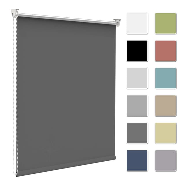 Verdunkelungsrollo ohne Bohren & mit Bohren, Dunkelgrau 45x130cm