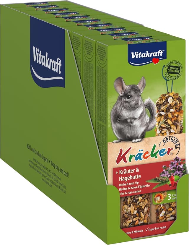 🐭🌿🍒 Vitakraft Kräcker für Chinchillas - Nagersnack zur Zahnpflege (10x 112g) 🌿🍒🐭