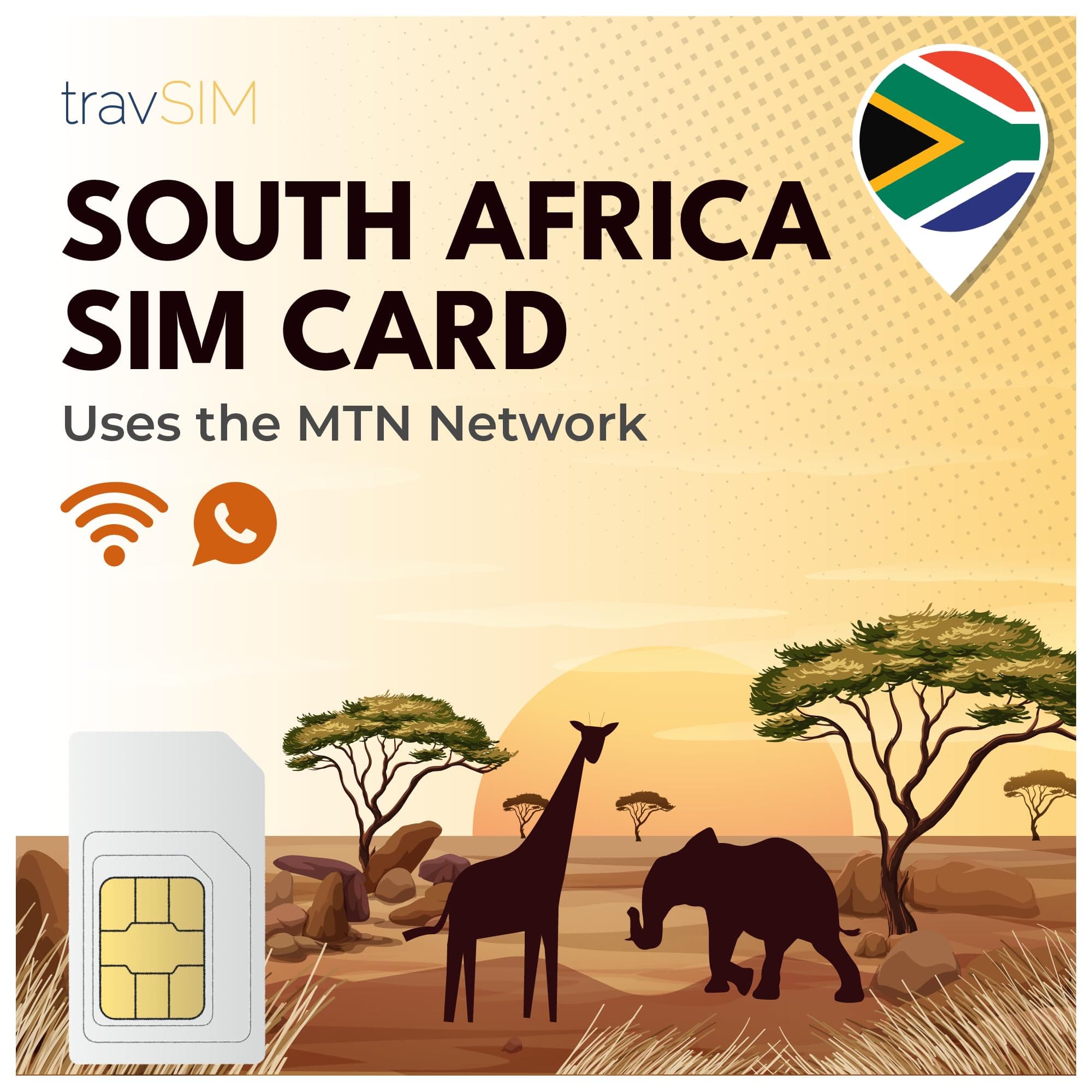 📱💳 travSIM Südafrika SIM-Karte | 100GB Daten | 4G-Geschwindigkeit