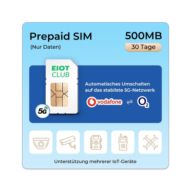 EIOTCLUB Prepaid SIM Karte für 5G/4G LTE-Überwachungskamera
