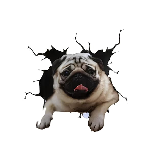 Autoaufkleber 22cm(8.7 Inch) Mops 3D Zerrissen Reflektierende Auto Aufkleber 🚗🐶