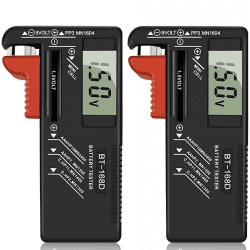 🔋🔍 Greluma 2 Stk Digitaler Batterietester | Batterieprüfer für Haushalt Batterien | Batterietester für AAA AA C D 9V 1,5V Knopfzellen Angebot bei HelloDeals