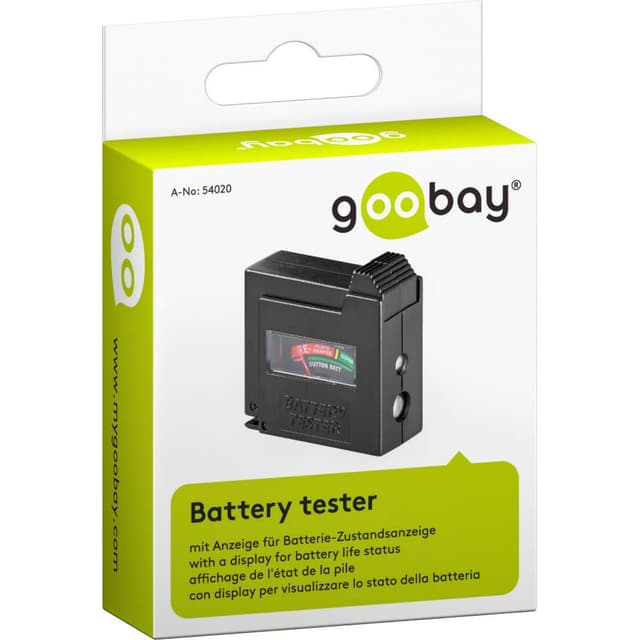 🔋🔍 Goobay 54020 Batterietester für alle Batterien & Akkus mit Display Schwarz Classic