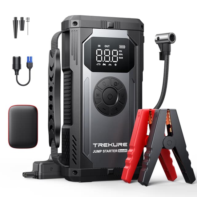 🚗 TREKURE Auto Starthilfe Powerbank mit Luftkompressor, 150PSI 5000A Spitzenstrom 🚀