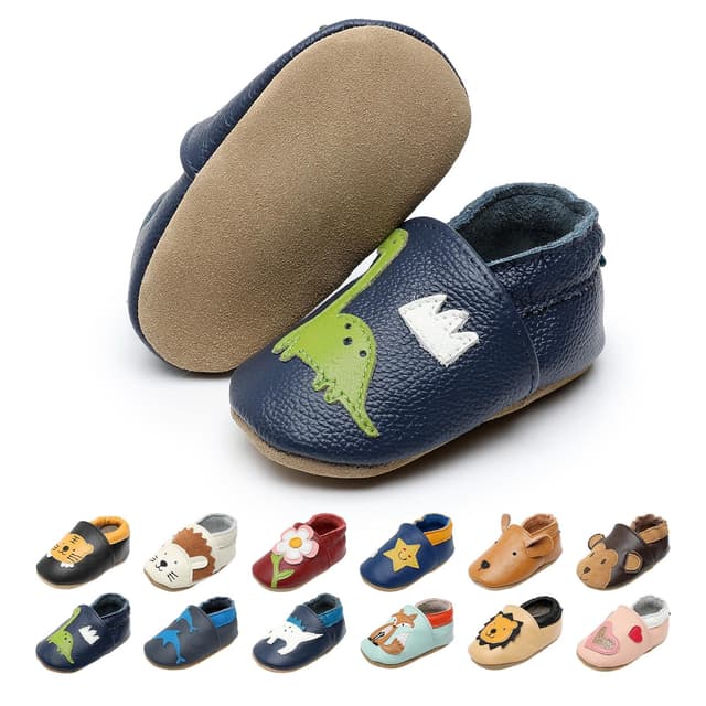 EDOTON Krabbelschuhe Baby LederLauflernschuhe Mädchen & Jungen 🦕