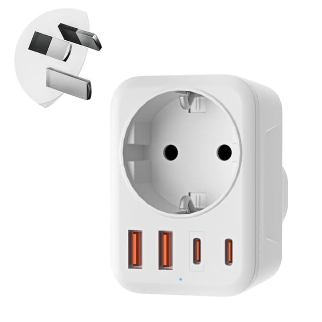 Denalne Adapter Australien, 5 in 1 Reiseadapter - Sonderangebot