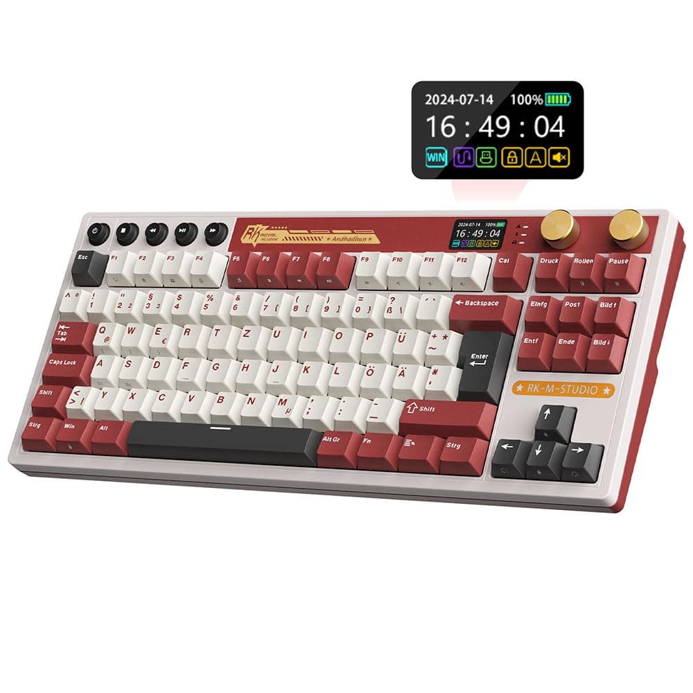 RK ROYAL KLUDGE M87 Mechanische Tastatur Kabellos mit Display und Doppelknopf 🎮