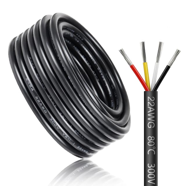 30m 22AWG 4x0,3mm² Elektrisches Kabel 🌟 4 Adrig 5V/12V/24V/300V 🛠️