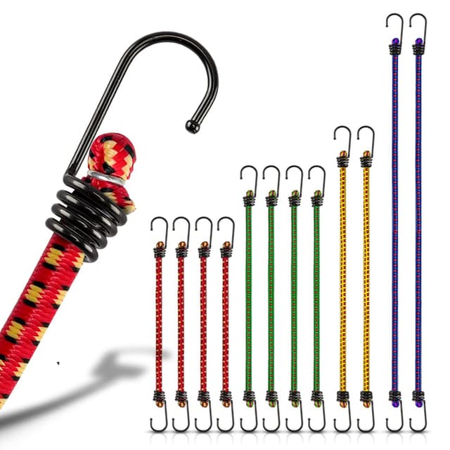 HAYATEC 12er Set Expander mit Haken 🚚 Spanngummi mit Haken 🛍️ Gummiband mit Haken 🌟 Gepäckspanner Spannseil Spanngurte Gummispanner mit Haken extra stark 4 Längen Transport Ladungssicherung 12er Set Metallhacken