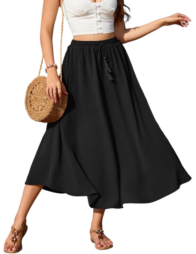 Zeagoo Rock Damen Lang Elegant Röcke Hohe Taille Maxirock Mit Kordelzug 🌟