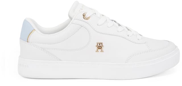Tommy Hilfiger Essential Chic Court Snea Sneaker Weiß 38 EU White Ecru Breezy Blue 🔥👟