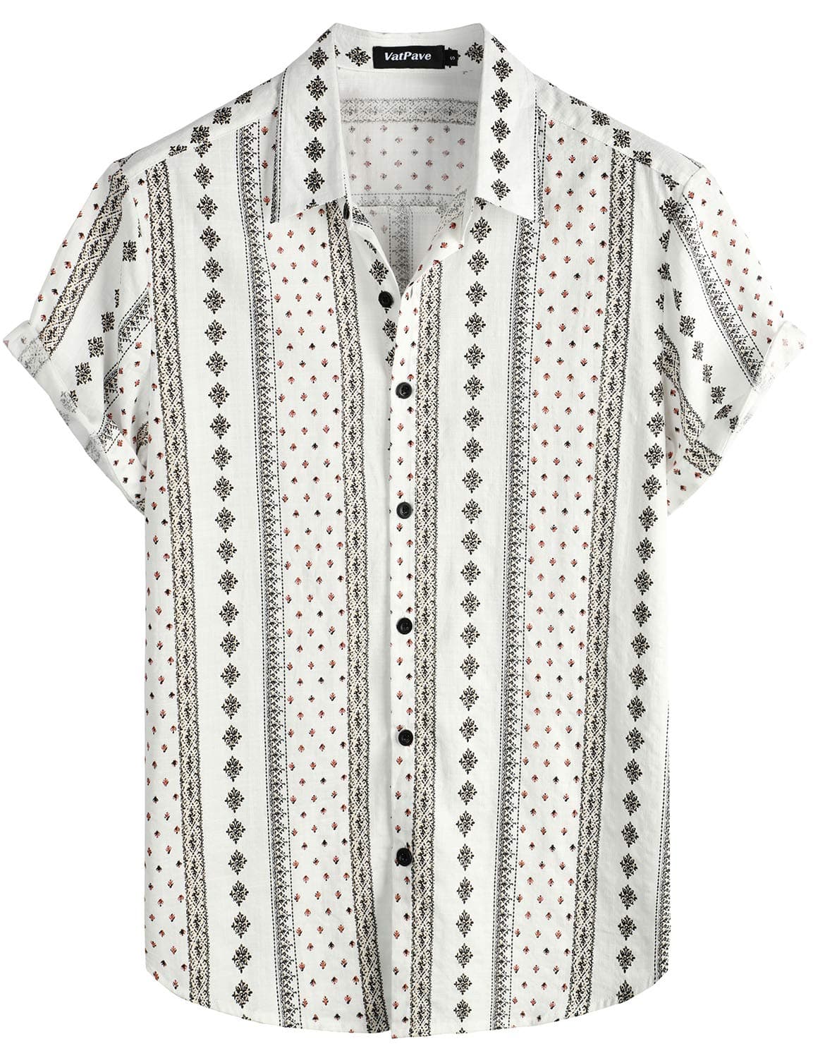 🌴👕 VATPAVE Herren Sommer Tropische Hemden Kurzarm Aloha Hawaii Hemden XXL Weiß Schwarz 🖤