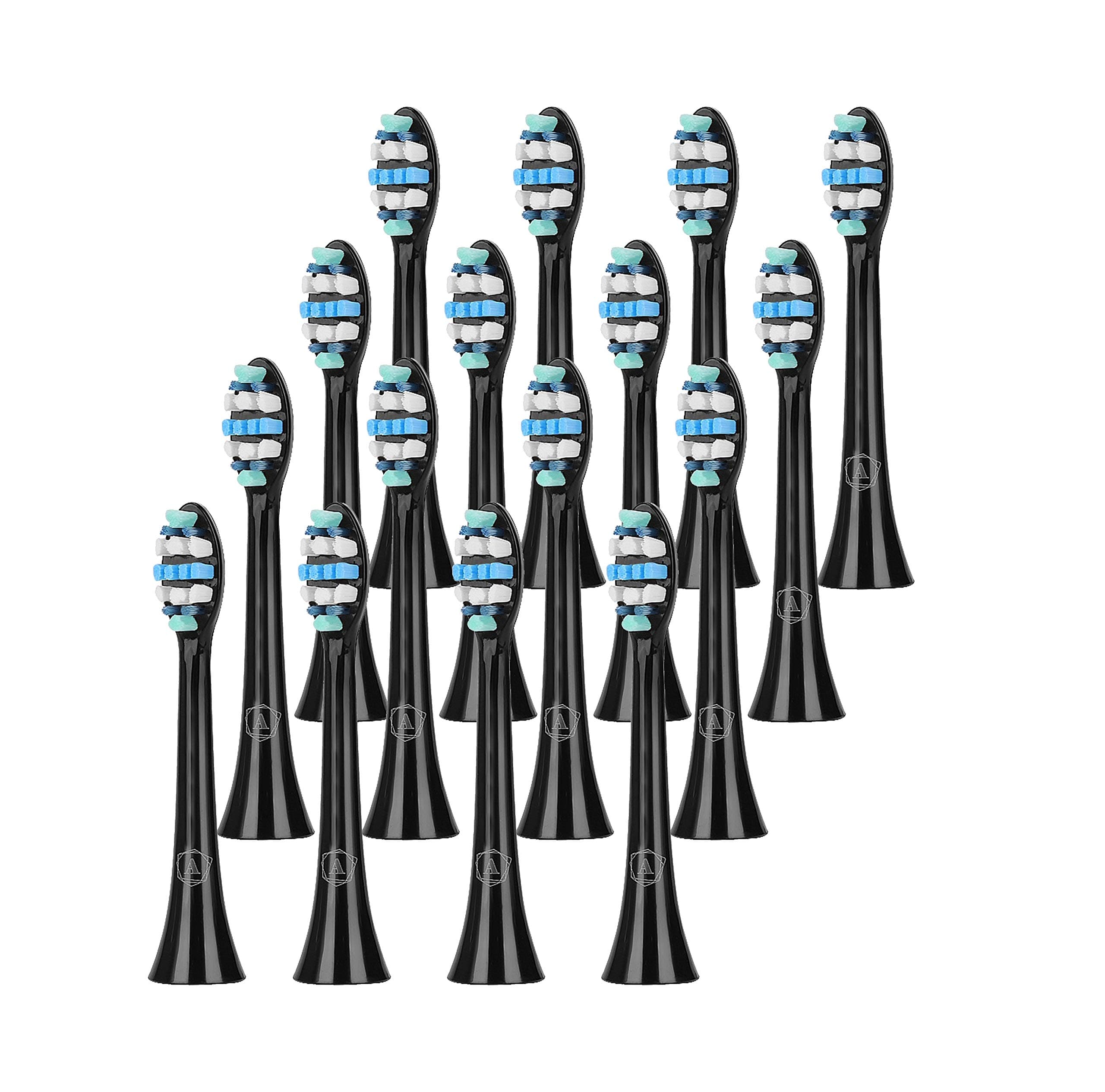 🦷 Ersatzbürsten Kompatibel mit Philips Sonicare - Aster Aufsteckbürsten 16 Stück (Schwarz) - 16 Pack - Schwarz 🦷