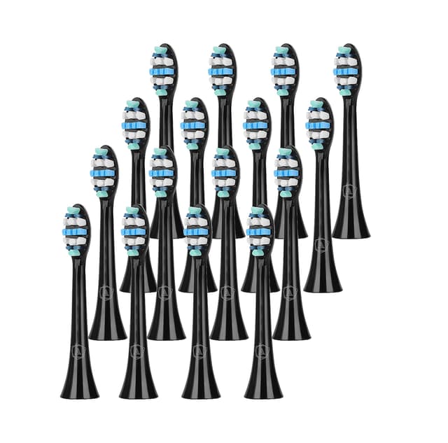 🦷 Ersatzbürsten Kompatibel mit Philips Sonicare - Aster Aufsteckbürsten 16 Stück (Schwarz) - 16 Pack - Schwarz 🦷