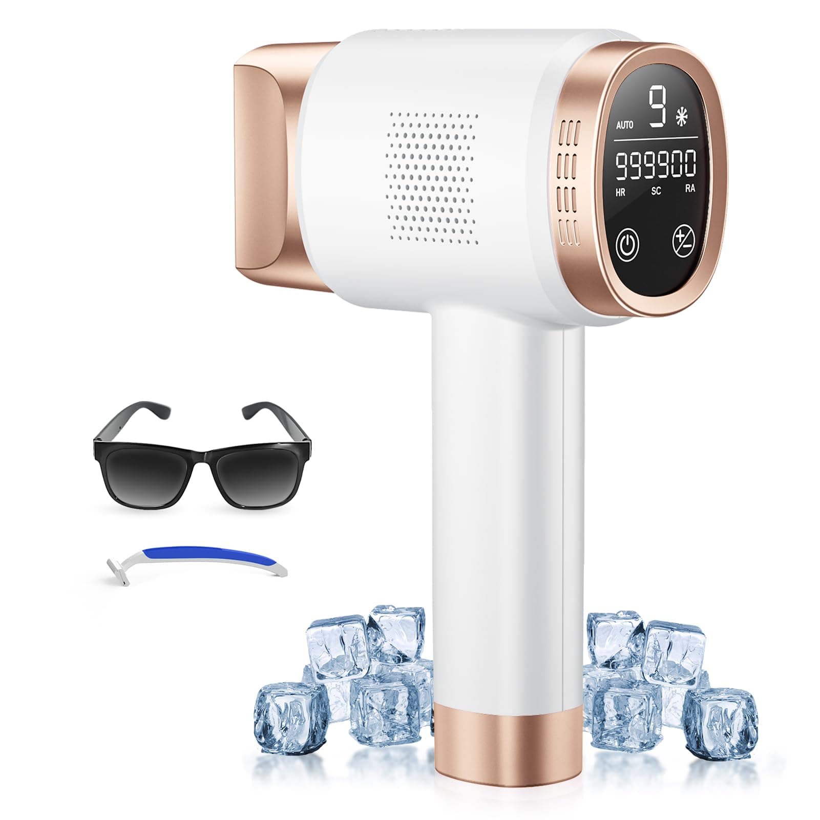 𝟐𝟏𝐉 IPL Gerät Haarentfernung mit Eiskühlungssystem und Laser Haarentfernung 3-in-1 - Weißgold ⭐️