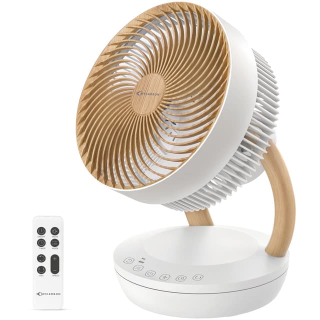 MYCARBON Ventilator sehr leise DC Motor 20dB 1850m³/h Luftmenge 8 Stufe ECO Modi Tischventilator 3D Luftumwälzer für 30m² Schlafzimmer Turbo Ventilator 8h Timmer FS05-A 🌀🌬️